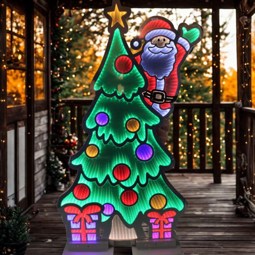 47" Infinity LED Santa Peeking