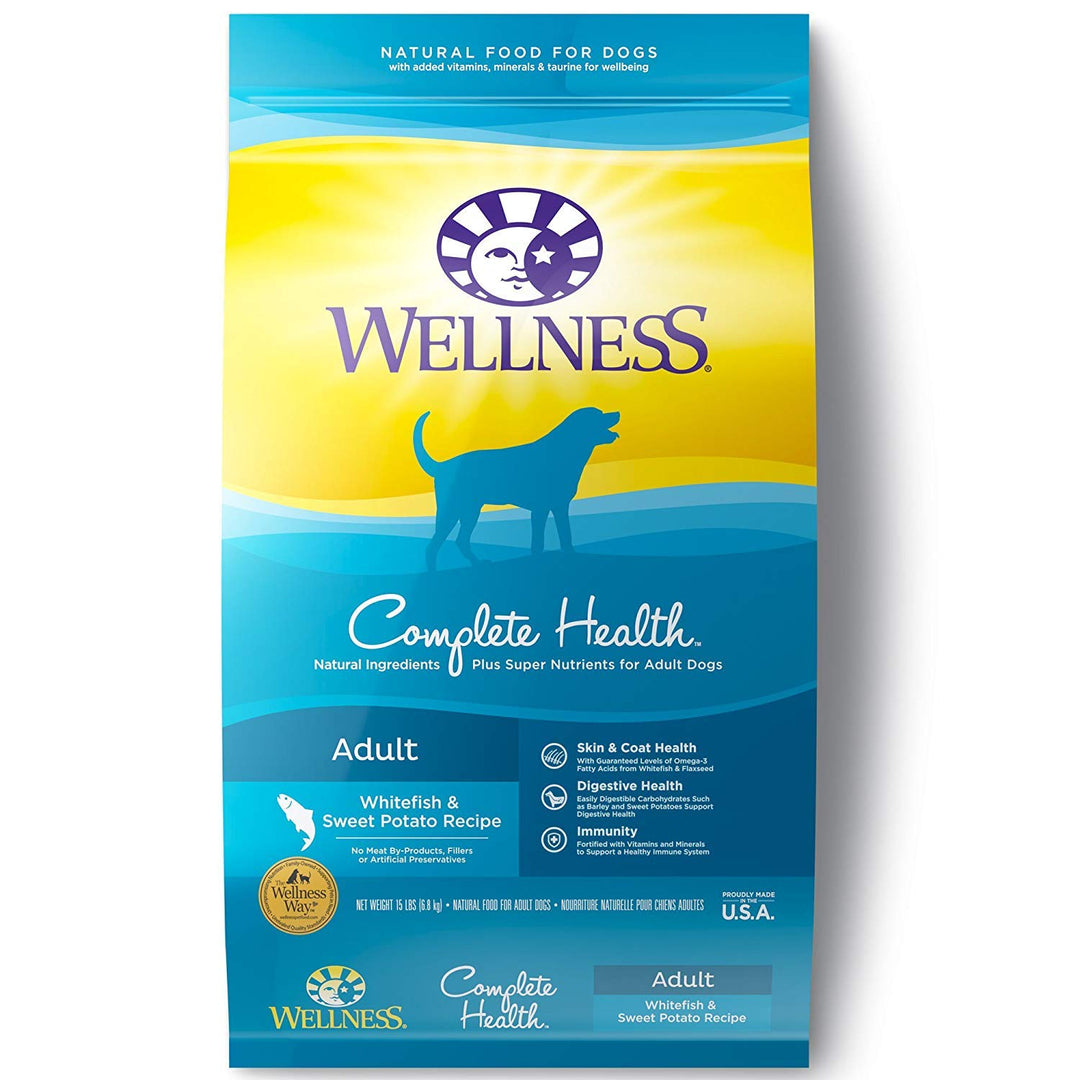 Wellness Complete Health Whitefish & Sweet Potato Adult Dog Food, 15 LB