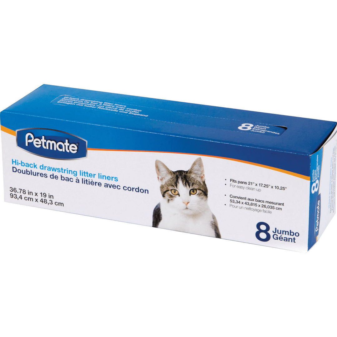 Petmate Drawstring Jumbo Cat Pan Liners-8 count