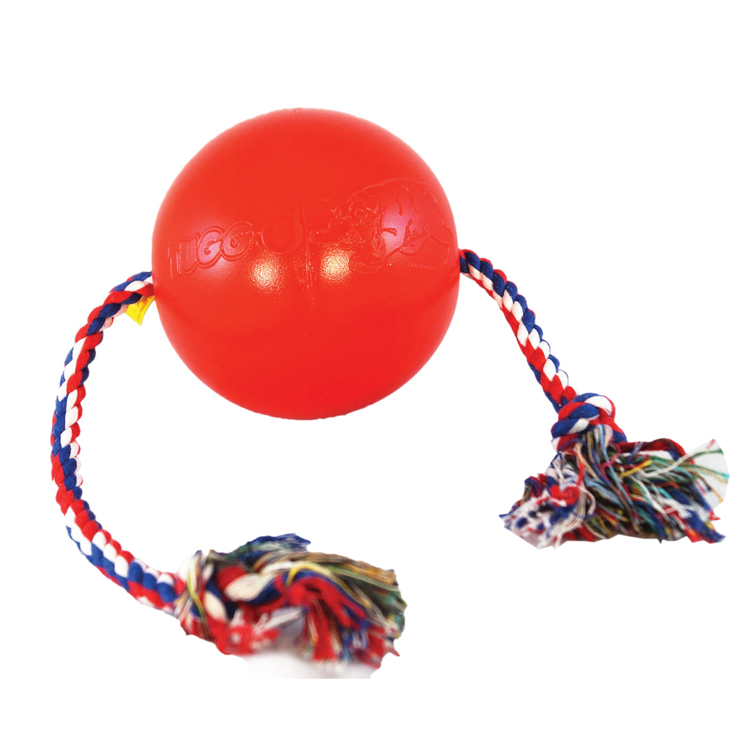Tugo 4" Red Water-Weighted Ball & Rope Dog Toy