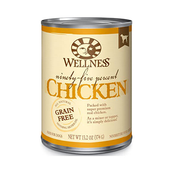 Wellness, 95 Percent Chicken Grain-Free Recipe, Canned Dog Food, 13 oz