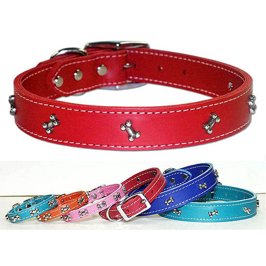 Signature Leather™ Dog Collar, Bones