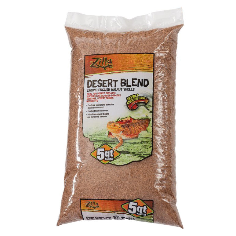 Zilla Desert Blend Reptile Bedding, Ground English Walnut Shells, 5 Quarts