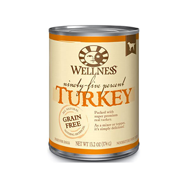 Wellness, 95 Percent Turkey Grain-Free Recipe, Canned Dog Food, 13 oz