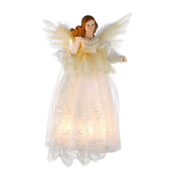 Kurt Adler Ivory Angel Lighted Treetop, 14.5"