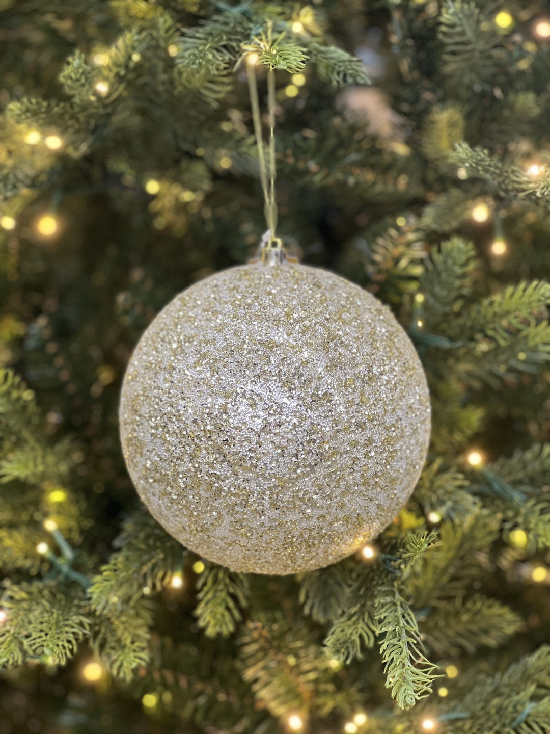 Champagne Beaded Ball Ornament 6"