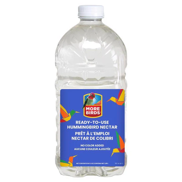 More Birds, 64oz Ready-to-Use Hummingbird Nectar, No Color Added