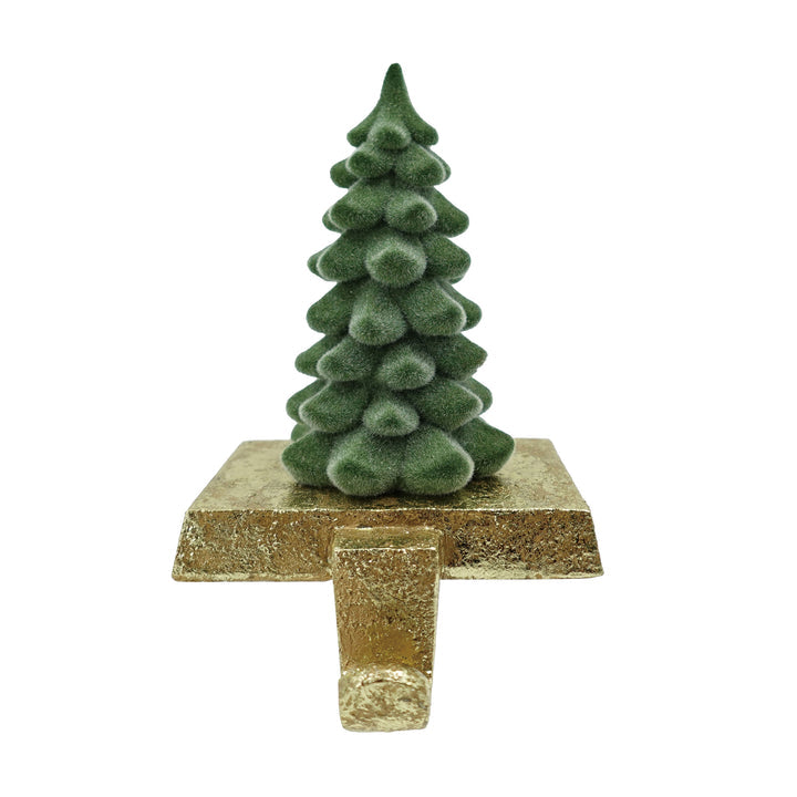 Res Flocked Green Tree Stocking Holder