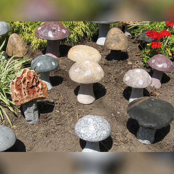 Polished Stone Mushroom Garden Art, 5"