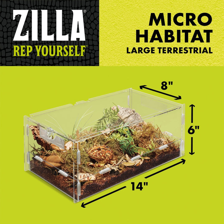 Zilla Micro Habitat Terrariums with Locking Latch Terrestrial, Large