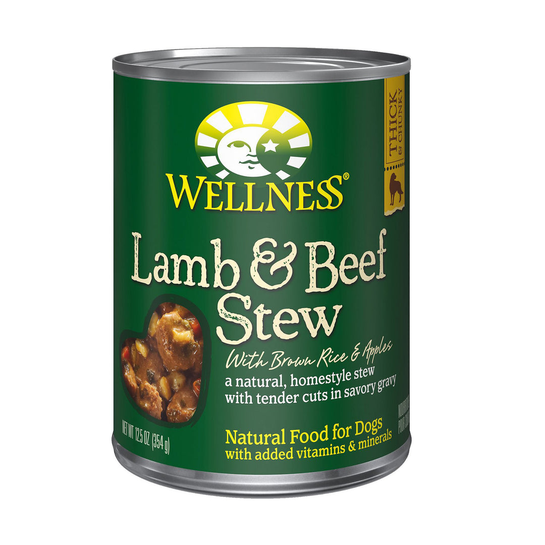 Wellness, Homestyle Stew, Lamb & Beef Stew with Brown Rice & Apples, Canned Dog Food, 12.5 oz