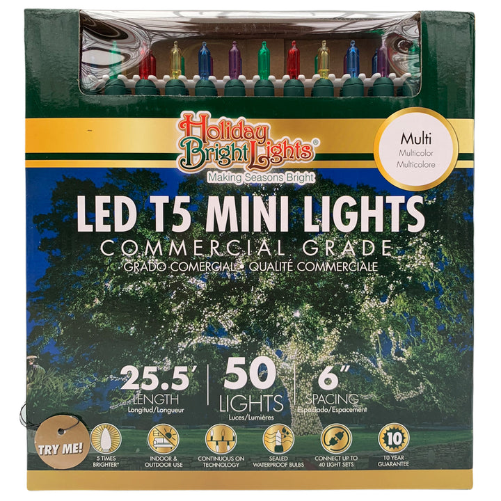 Holiday Bright Lights® LED T5 Commercial Grade 50 Lights/25.5 Ft. Length, Multicolor