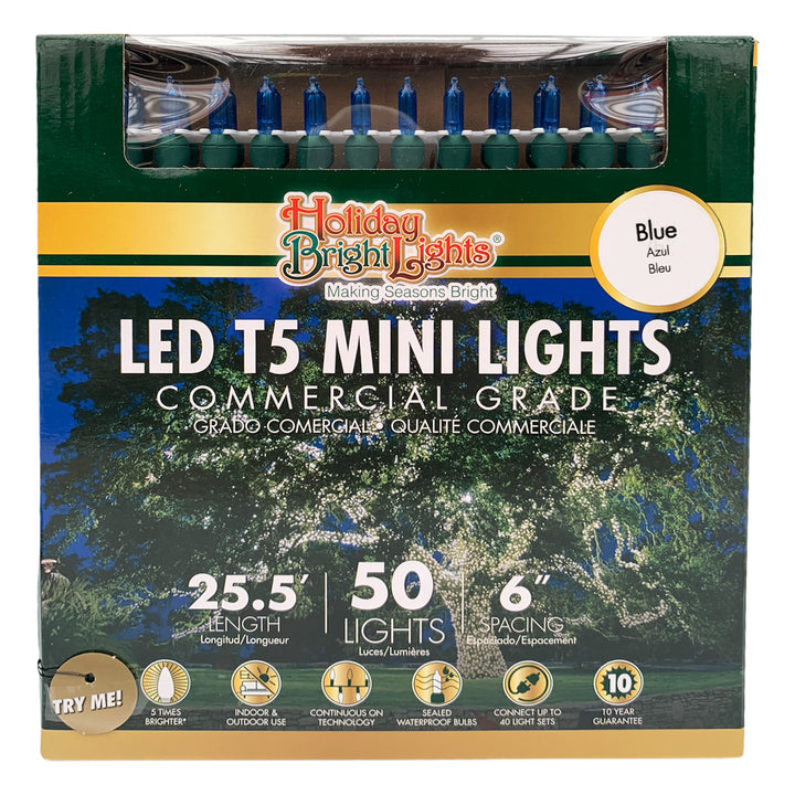 Holiday Bright Lights® LED T5 Commercial Grade 50 Lights/25.5 Ft. Length, Blue