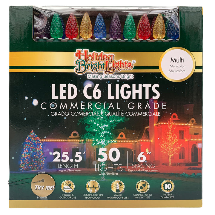 Holiday Bright Lights® LED C6 Commercial Grade 50 Lights/25.5 Ft. Length, Multicolor