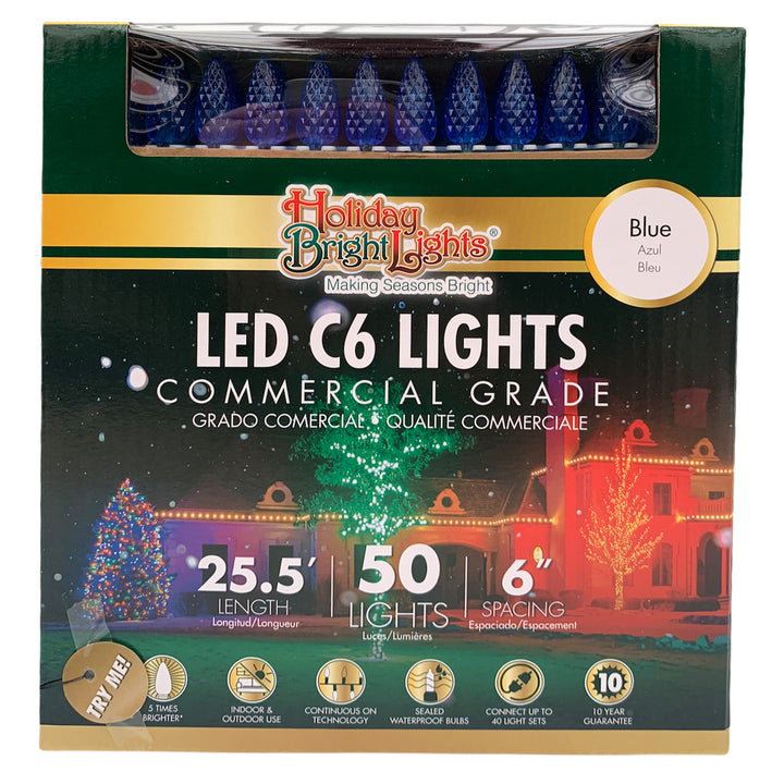 Holiday Bright Lights® LED C6 Commercial Grade 50 Lights/25.5 Ft. Length, Blue