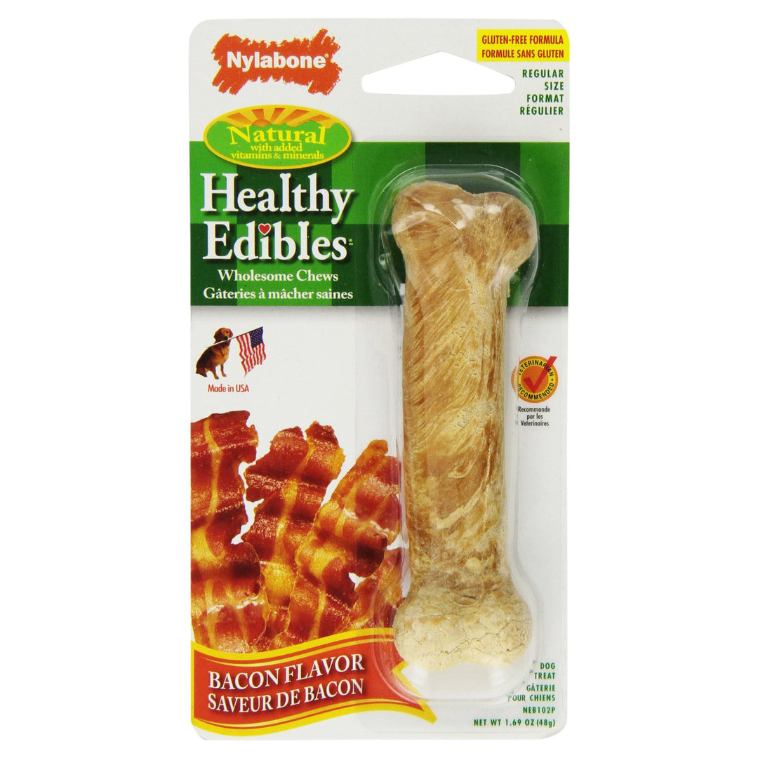 NYLABONE HEALTHY EDIBLES DOG TREAT BONE, BACON