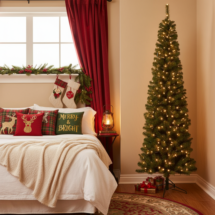 6.5' Darwin Pencil Lifelike Tree, Pre-Lit Clear Lights