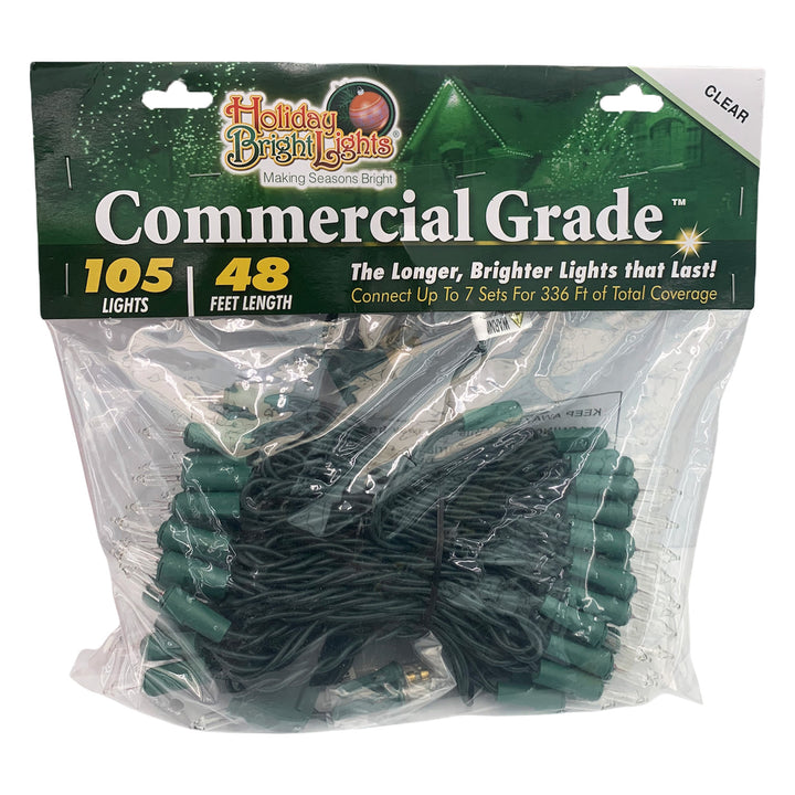 Holiday Bright Lights Commercial Grade Light Set, 105-Lights, 48-Feet Length, Clear Bulbs