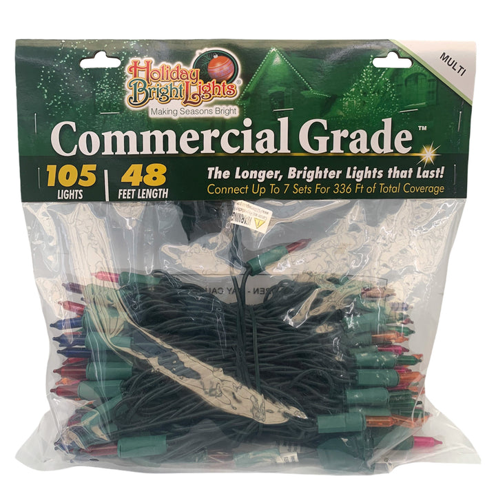 Holiday Bright Lights Commercial Grade Light Set, 105-Lights, 48-Feet Length, Multicolor Bulbs