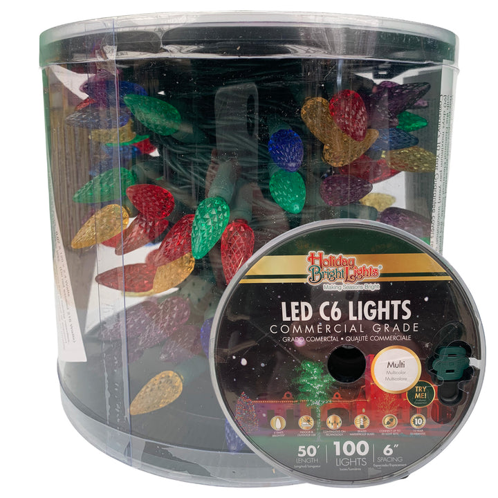 Holiday Bright Lights® LED C6 Commercial Grade 100 Lights/50 Ft. Reel, Multicolor