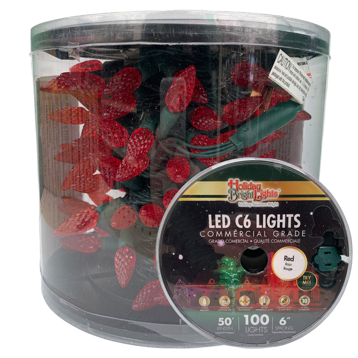 Holiday Bright Lights® LED C6 Commercial Grade 100 Lights/50 Ft. Length, Red