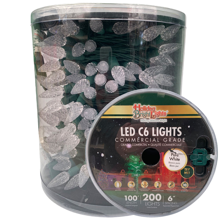 Holiday Bright Lights® LED C6 Commercial Grade 200 Lights/100 ft. Reel, Pure White