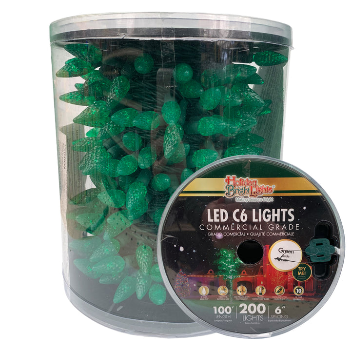 Holiday Bright Lights® LED C6 Commercial Grade 200 Lights/100 Ft. Length, Green