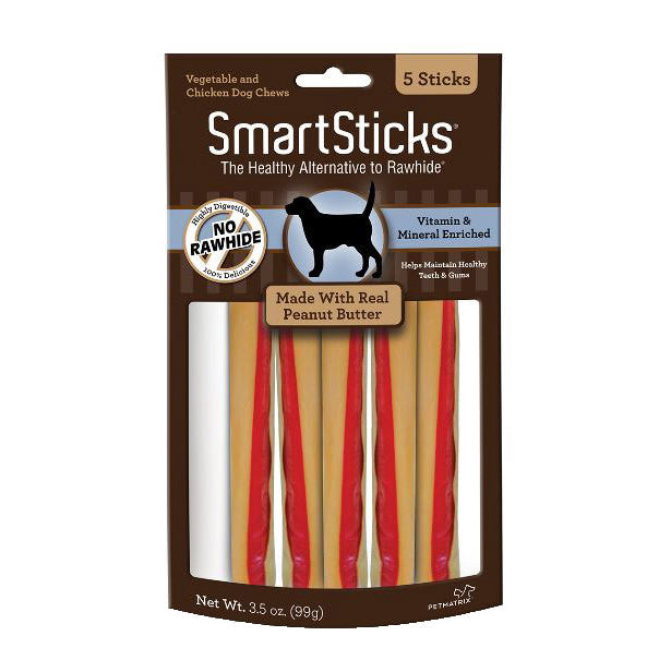 SMARTSTICKS CHEWS, PEANUT BUTTER 5 PACK