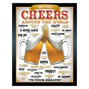 CHEERS AROUND THE WORLD METAL SIGN