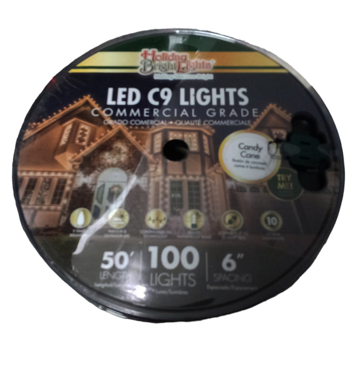Holiday Bright Lights, 100 LED Lights, 50' Roll, Red & Pure White, C9