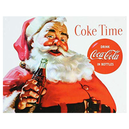 Classic Coca-Cola Santa Metal Sign