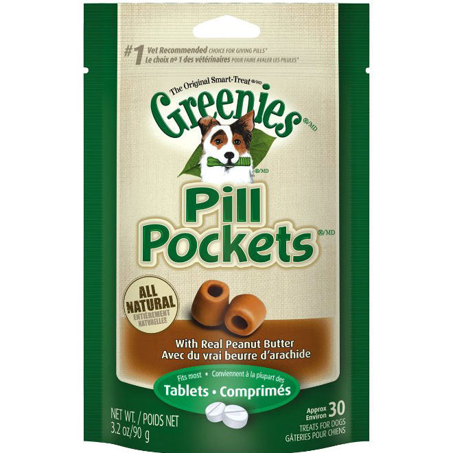 GREENIES PILL POCKET TABLETS PEANUT BUTTER, 3.2 OZ.