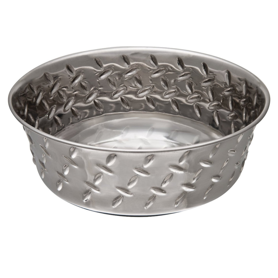 LOVING PETS DIAMOND PLATED DOG BOWL WITH NON-SKID BOTTOM, 1-PINT