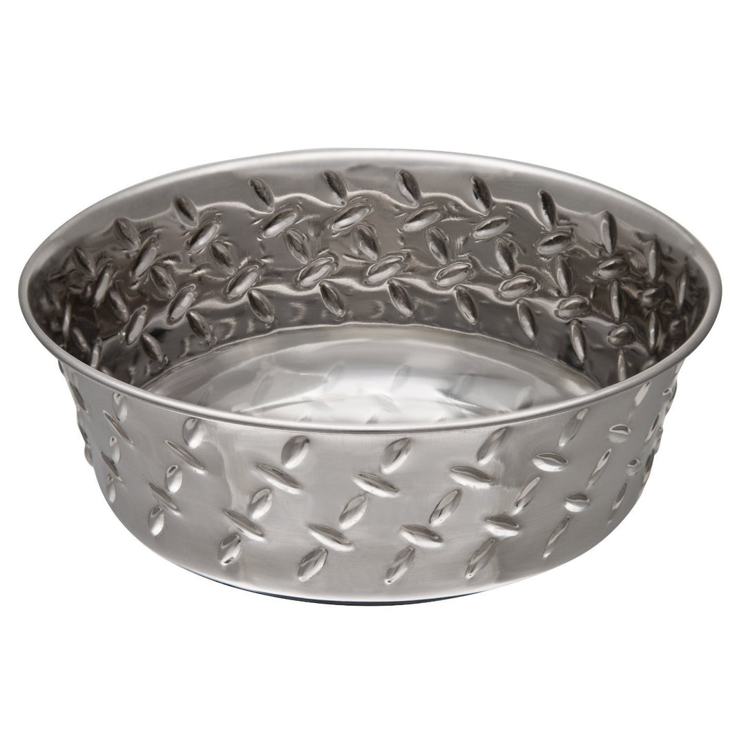 LOVING PETS DIAMOND PLATED DOG BOWL WITH NON-SKID BOTTOM, 1-QUART