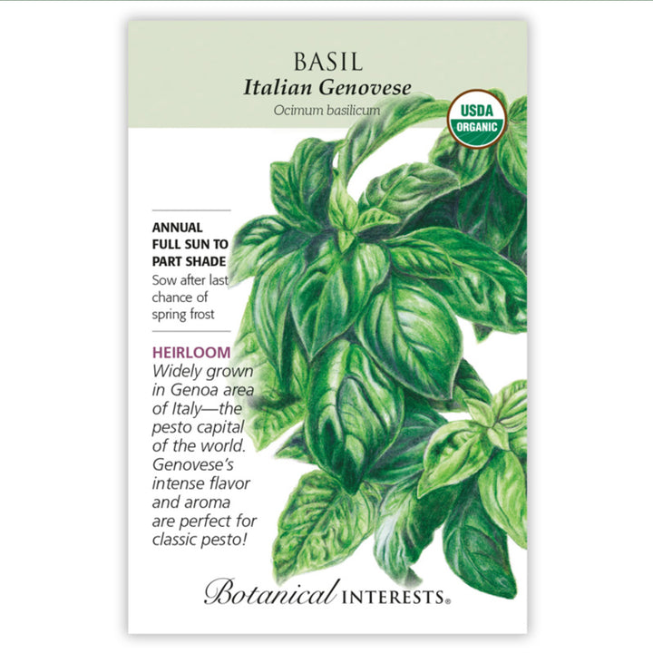 Basil, Italian Genovese Seeds (Organic, Heirloom) Botanical Interests Seeds