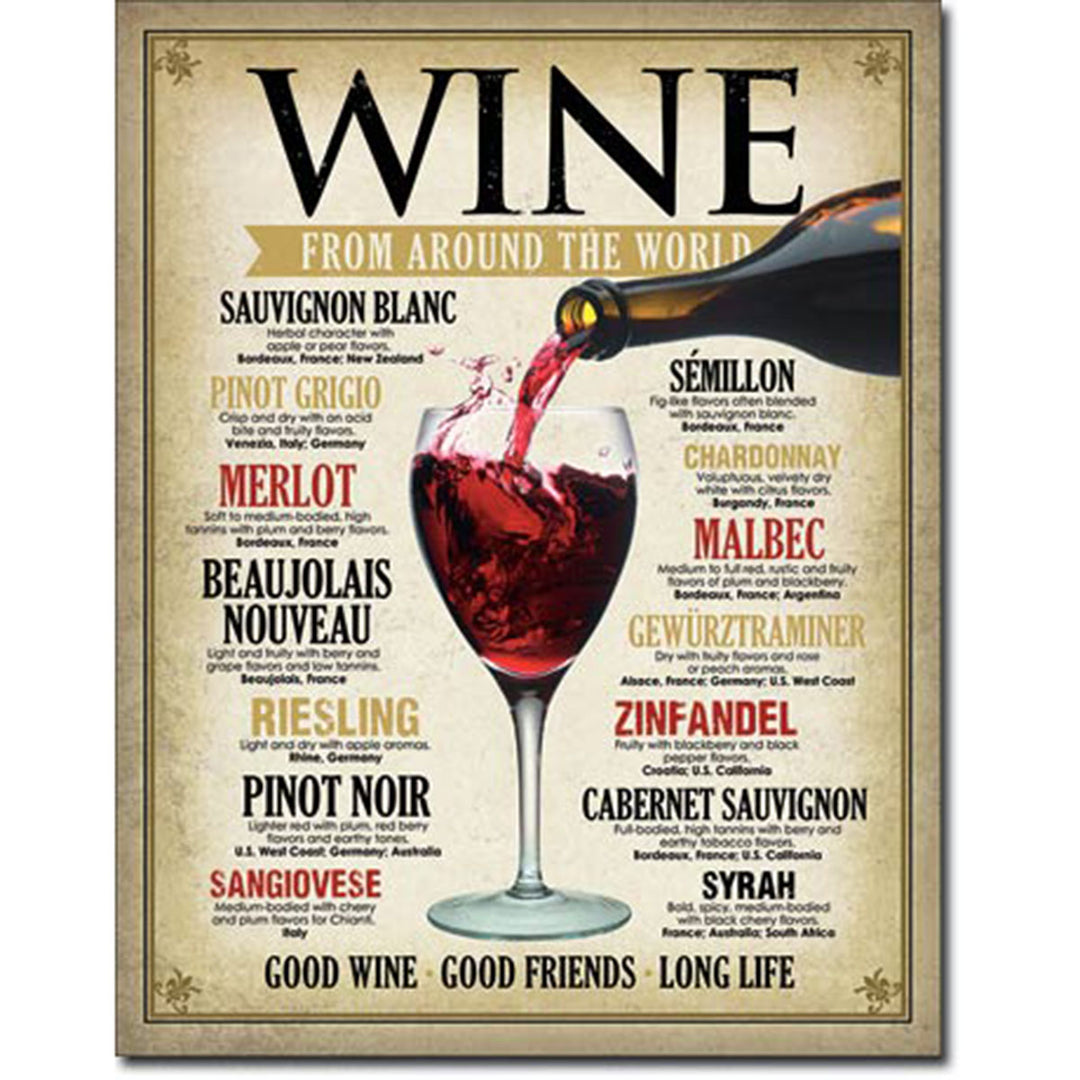 Wine Around The World Tin Sign