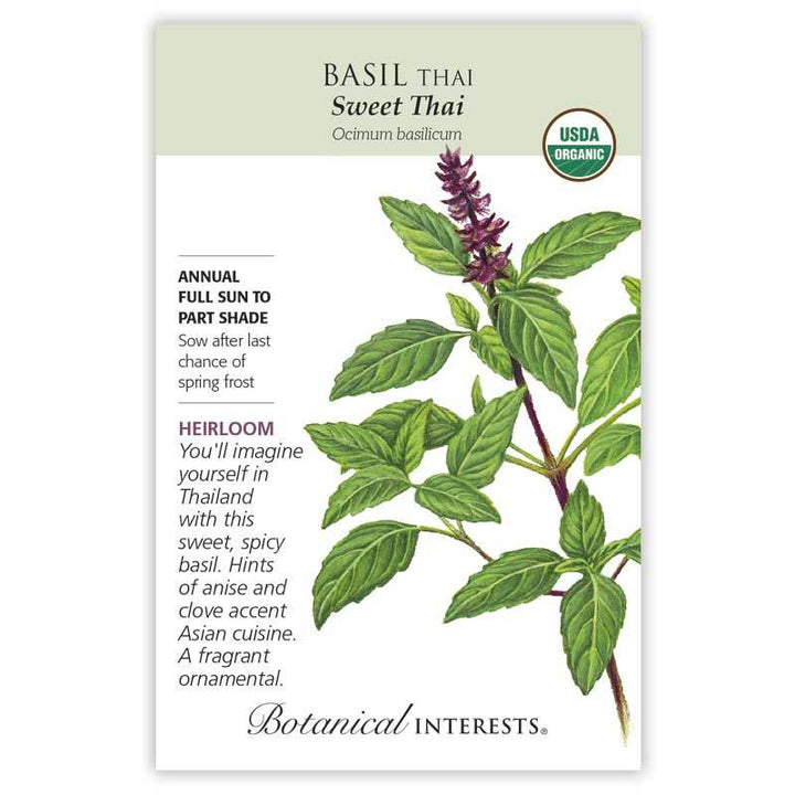 Basil, Sweet Thai (Organic, Heirloom) Botanical Interests Seeds