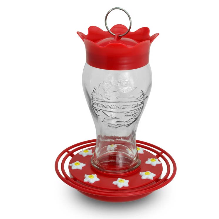 PENNINGTON GLASS HUMMINGBIRD FEEDER, 28 OZ. CAPACITY