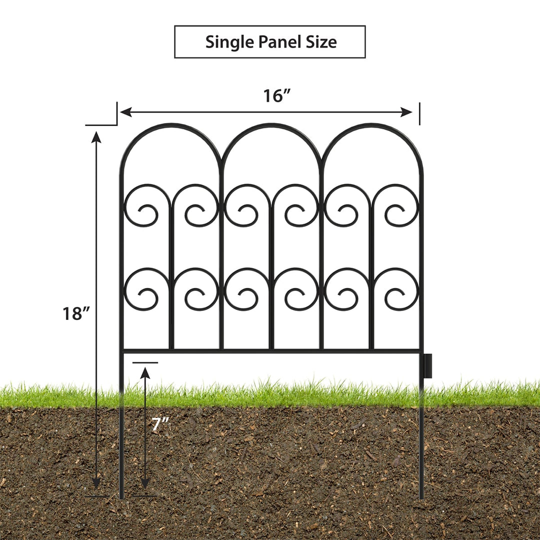 Garden Zone Jasmine No Dig Decorative Border Fence Section, Black, 18 in. x 16 in.