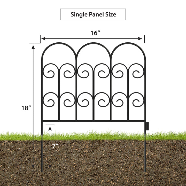 Garden Zone Jasmine No Dig Decorative Border Fence Section, Black, 18 in. x 16 in.