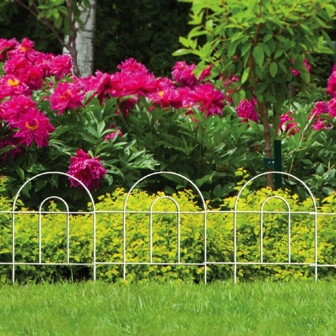 Garden Zone Round Folding Fence Garden Border, White, 18 in. x 8 ft.