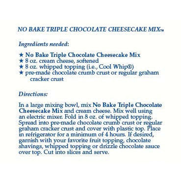 Country Home Creations No-Bake Triple Chocolate Cheesecake Mix, 5 oz.