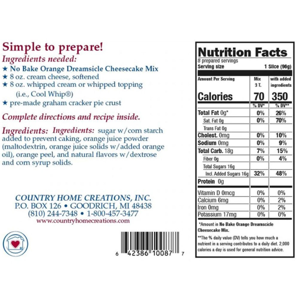 Country Home Creations No-Bake Orange Dreamsicle Cheesecake Mix, 4 oz.