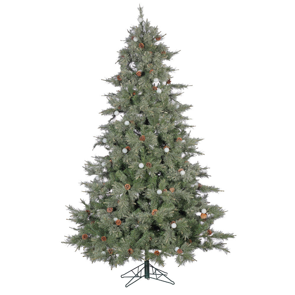 7.5' Iced Aspen Layered Lifelike Tree, Pre-Lit 850 Stay-Lit Clear Lights w/ 62 G40 Lights