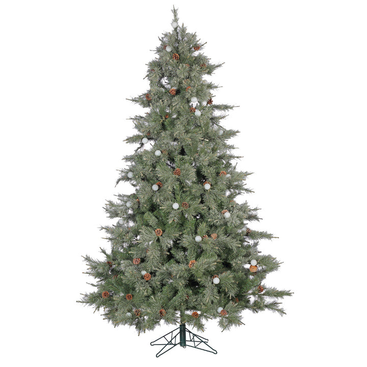7.5' Iced Aspen Layered Lifelike Tree, Pre-Lit 850 Stay-Lit Clear Lights w/ 62 G40 Lights