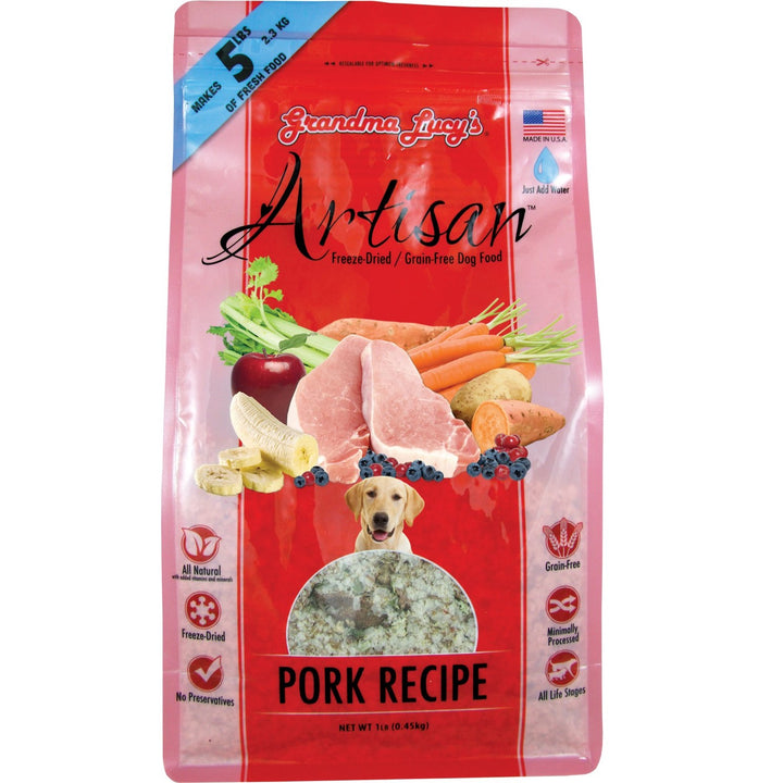 Grandma Lucy's Artisan Freeze-Dried Pork Recipe Dog Food, 1 LB