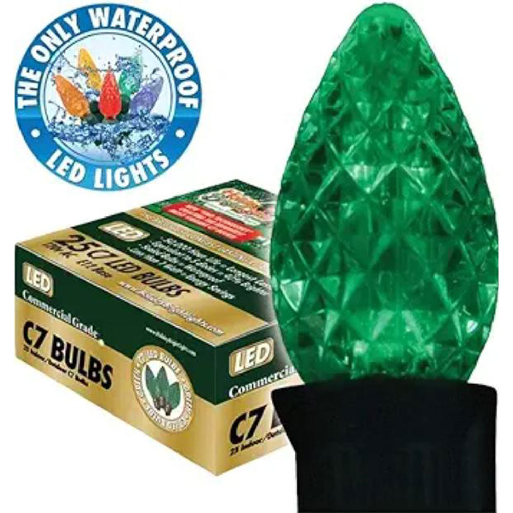 Holiday Bright Lights, C7 Incandescent Green Bulb Box, 25 Pack