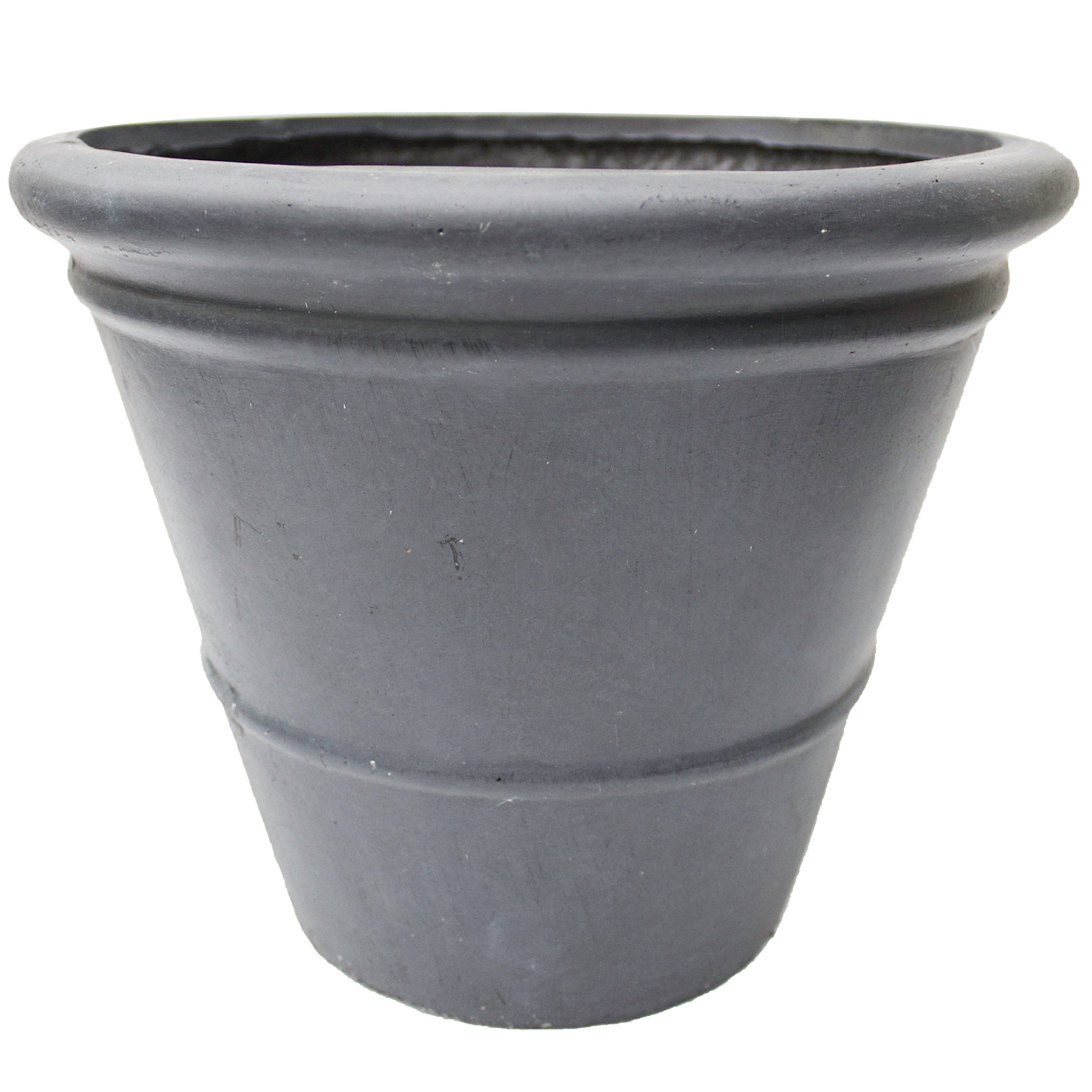 Rolled Rim Planter, PotLite Collection, Gray, 15.75