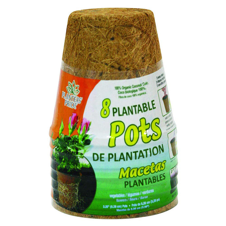 3" Coconut Coir Plantable Pots-8 Pack