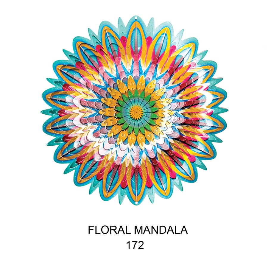 Spinfinity Designs Floral Mandala 12 in. Stainless Steel Wind Spinner
